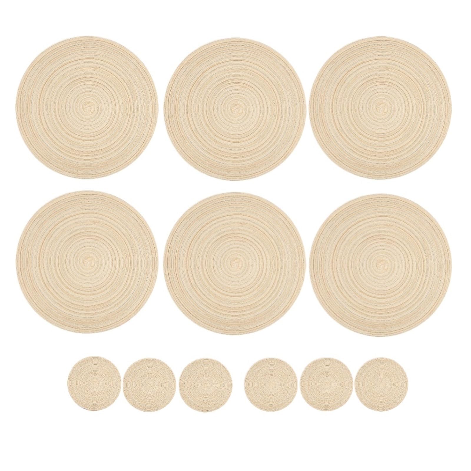 6 Stück 13 Zoll gewebte runde geflochtene Tischsets aus Baumwolle, hitzebeständige for den Esstisch, waschbar for Zuhause, Party, Hochzeit(C)