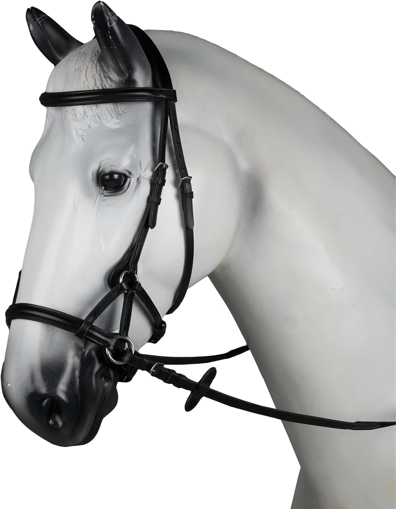 HORZE Denver Soft Leather English Side Pull Bitless Bridle for Horses | Web Reins Included