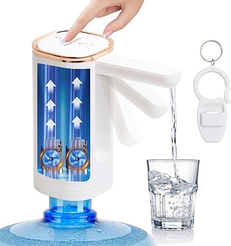 Dispensador de agua plegable eléctrico ultrapuro de 5 galones con abrebotellas multifuncional, bomba automática de botella de agua portátil de carga
