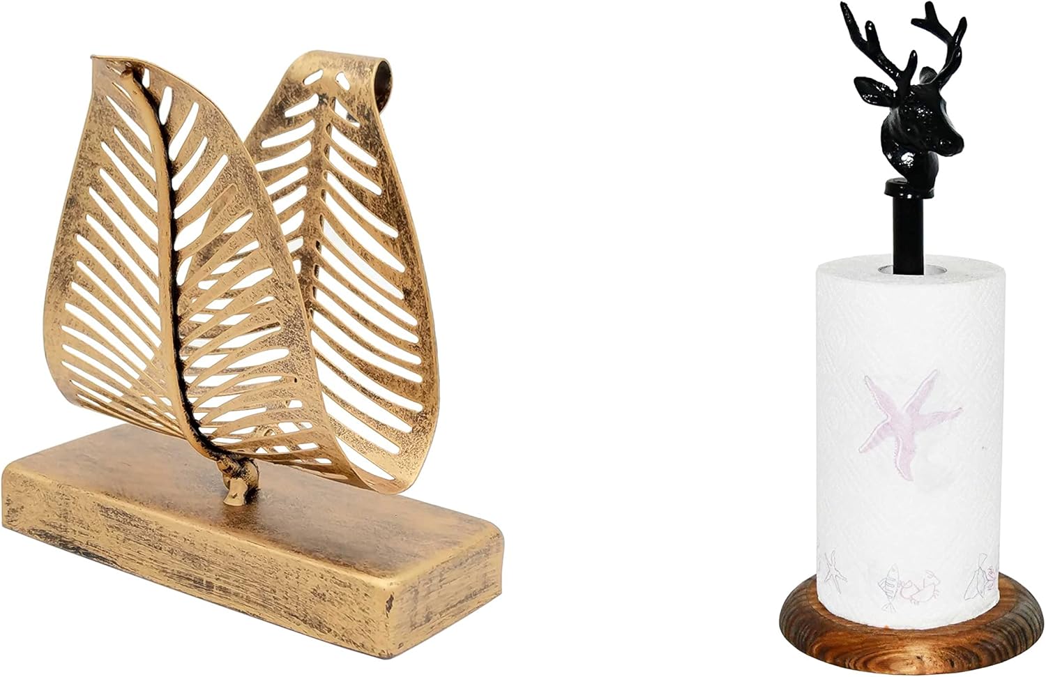 Freestanding Modern Napkin Holder with Leaf Design & Deer