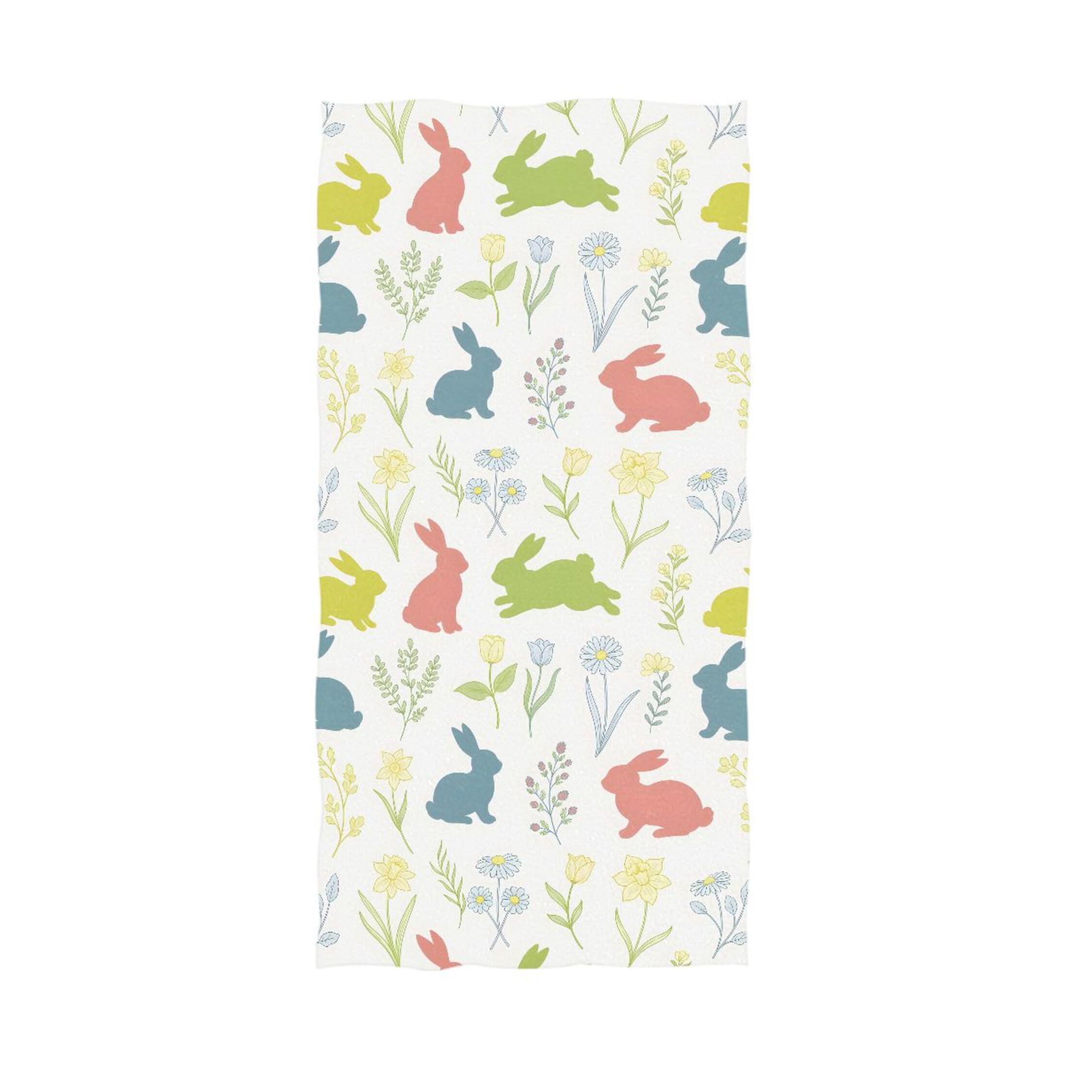 Kutsu Easter Bunnies Bath Towel, Highly Absorbent Cotton Soft Bath Hand Towel for Bathroom Kitchen Hotel Spa, 64 x 32 In