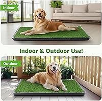 Vista 8 de LOOBANI - Almohadilla de césped grande para perros con bandeja - Caja de arena para perros de 35x23 pulgadas con 2 parches de césped artificial + 2