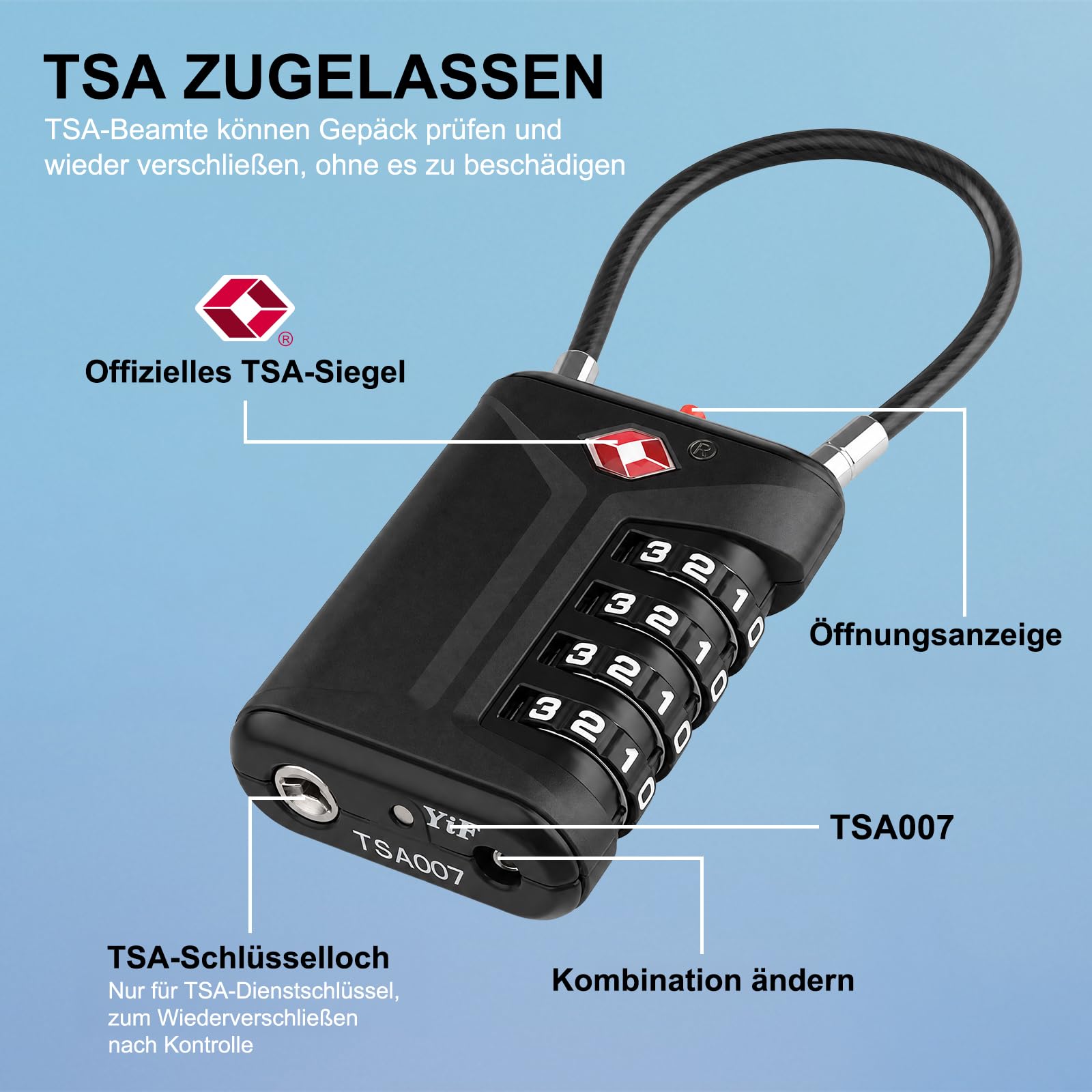 Diyife TSA Kłódka Bagażowa, 4-Cyfrowy Zamek Szyfrowy Do Plecaka, Torby Na Ramię, Walizki - 2 Sztuki, Czarny