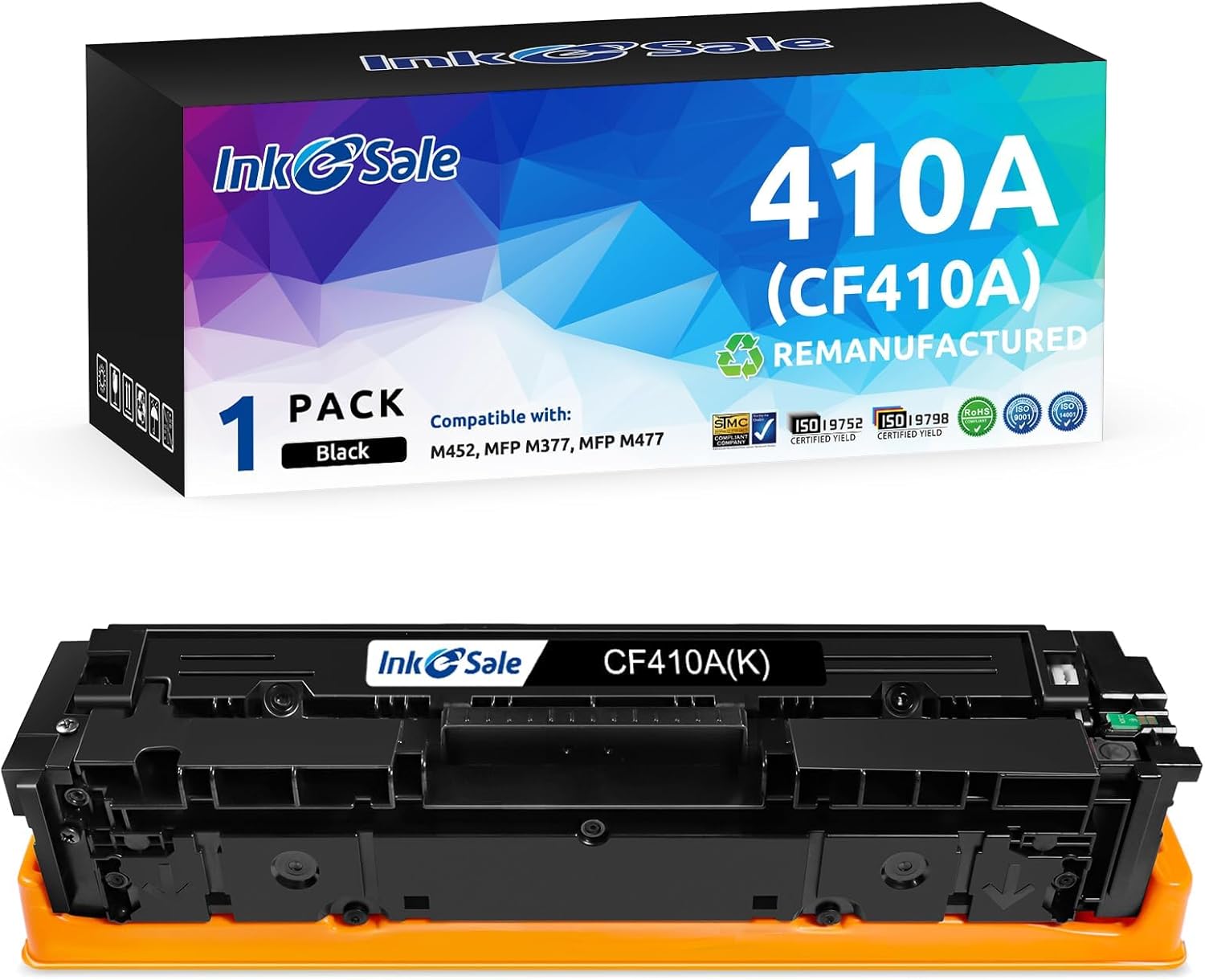 INK E-SALE Remanufactured Toner Replacement for HP 410A 410X CF410A Toner Cartridge Black Ink for HP Color Pro MFP M477fnw M477fdw M477fdn M452dn M452dw M452nw M377dw Printer, 1 Pack Black