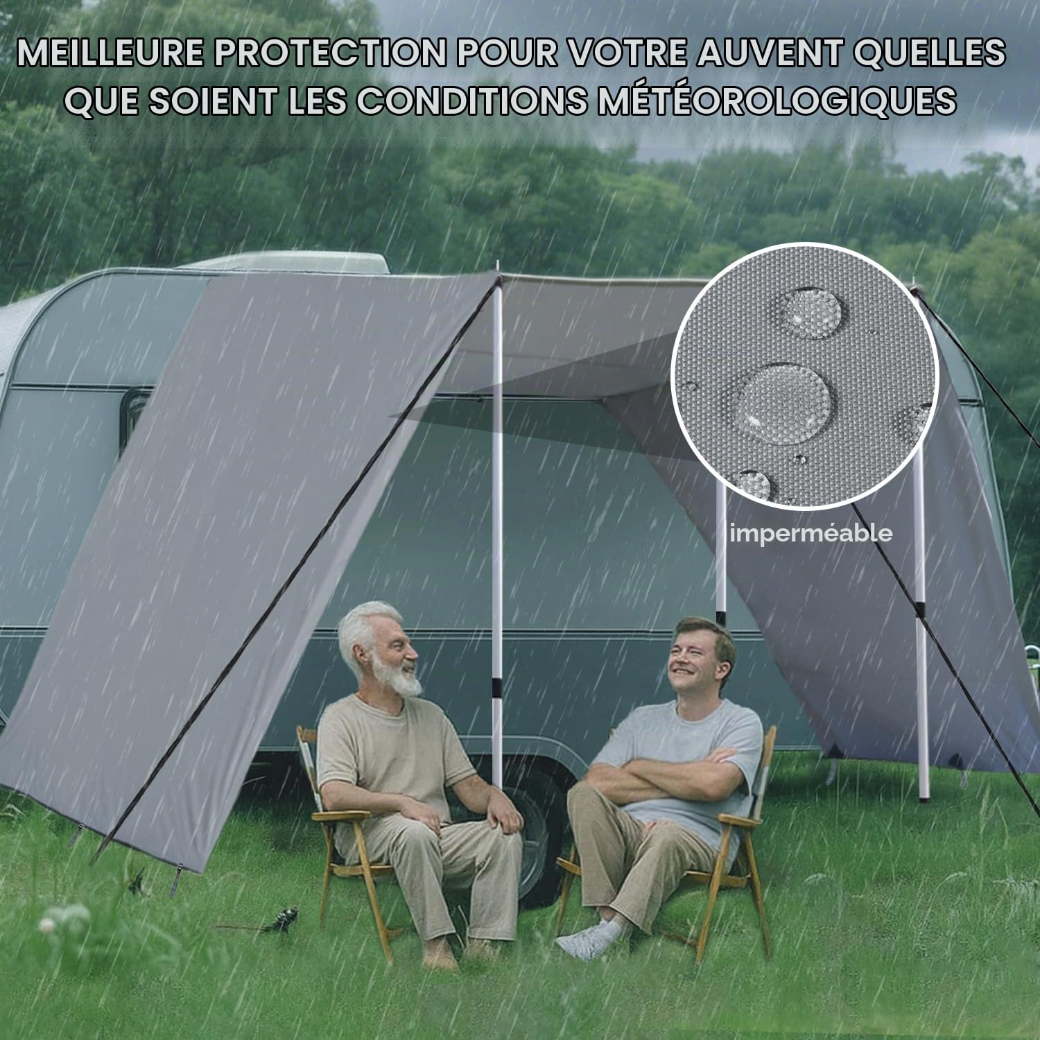 Auvent Fourgon, Caravane 4 X 2.4m, Van Aménagé Car, Store Camping Car, Rails de Passepoil (4-7mm), Veranda per roulotte, Store Camping Car, Caravane