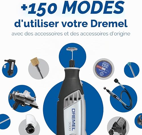 Dremel 3000 Outil Rotatif Multifonction 130W avec 1 Adaptation 25 Accessoires, Vitesse Variable 10000-33000 tr/min pour Découper, Poncer, Percer, Nettoyer, Sculpter, Polir, Graver, Meuler - 6