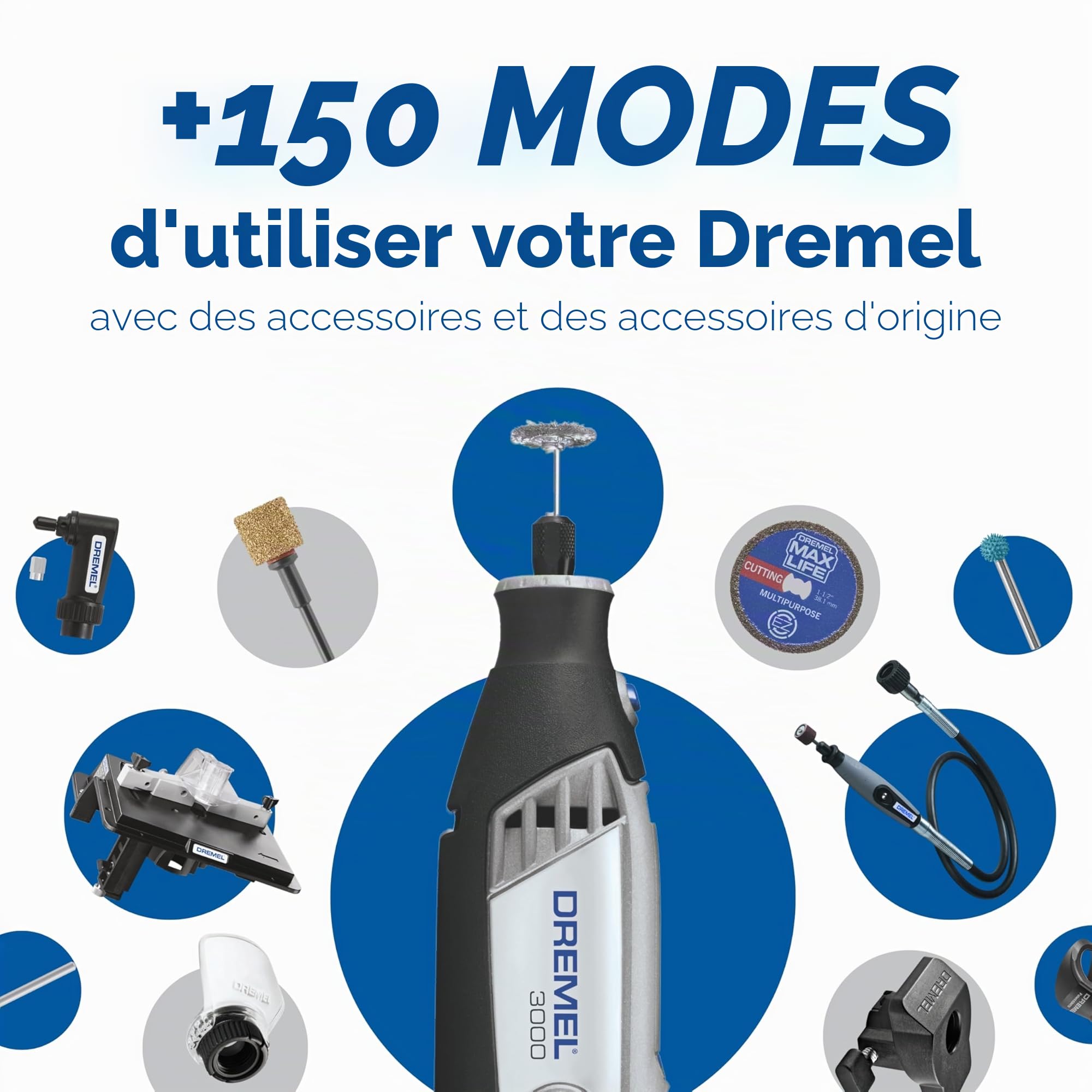 Dremel 3000 Outil Rotatif Multifonction 130W avec 1 Adaptation 25 Accessoires, Vitesse Variable 10000-33000 tr/min pour Découper, Poncer, Percer, Nettoyer, Sculpter, Polir, Graver, Meuler