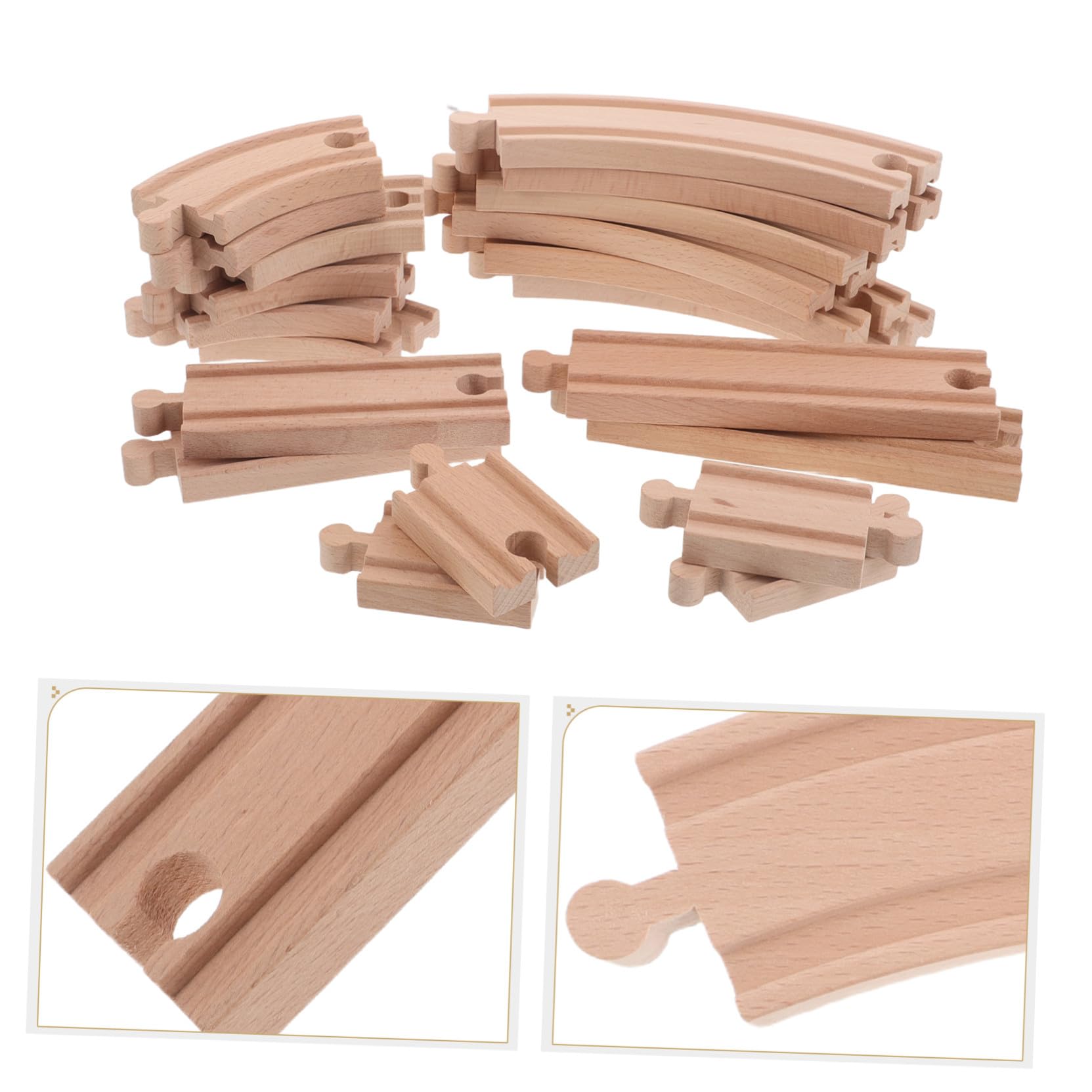 HANABASS Set di Espansione Binari in Legno per Trenino Elettrico Accessori Creativi per Costruzione Ferroviaria Compatibili con Modellini di Treni