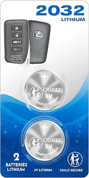 2 Pack Remote Key Fob Battery OEM Bundle CR2032 2032 fits case Shell Cover Light for Lexus Smart Key 2013-2021 ES300 ES350 GS350 GS450H IS300 IS350 LX570 NX200 NX200T RC300 RC200 RCF RX350 RX450H