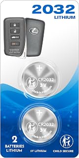 (2 Pack) Remote Key Fob Battery OEM (Bundle) CR2032 2032 fits case Shell Cover Light for Lexus Smart Key 2013-2021 ES300 ES350 GS350 GS450H IS300 IS350 LX570 NX200 NX200T RC300 RC200 RCF RX350 RX450H
