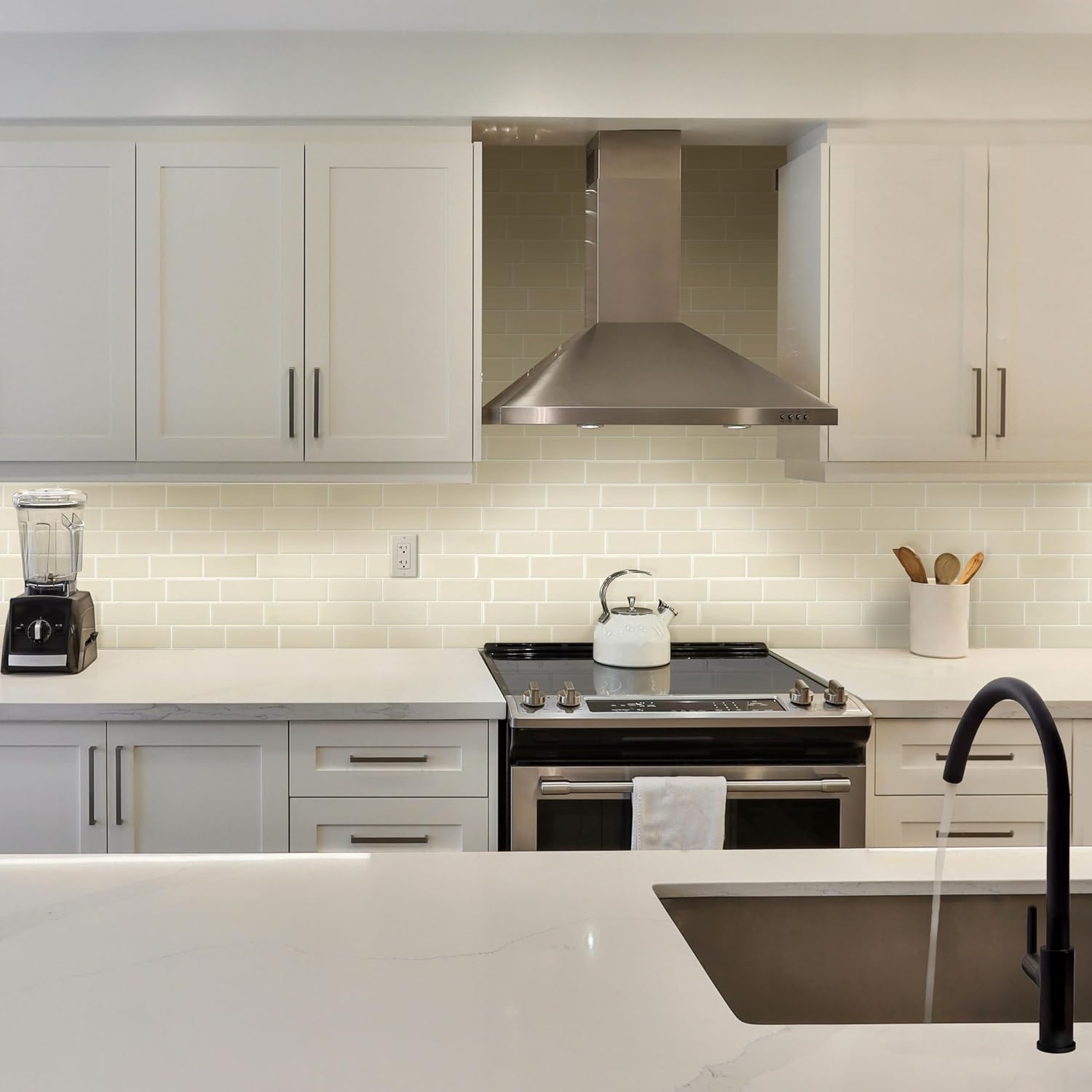 SMART TILES Peel and Stick Backsplash - 5 Sheets of 11.56" x 8.38" - 3D Adhesive Peel and Stick Tile Backsplash for Kitchen, Bathroom, Wall Tile