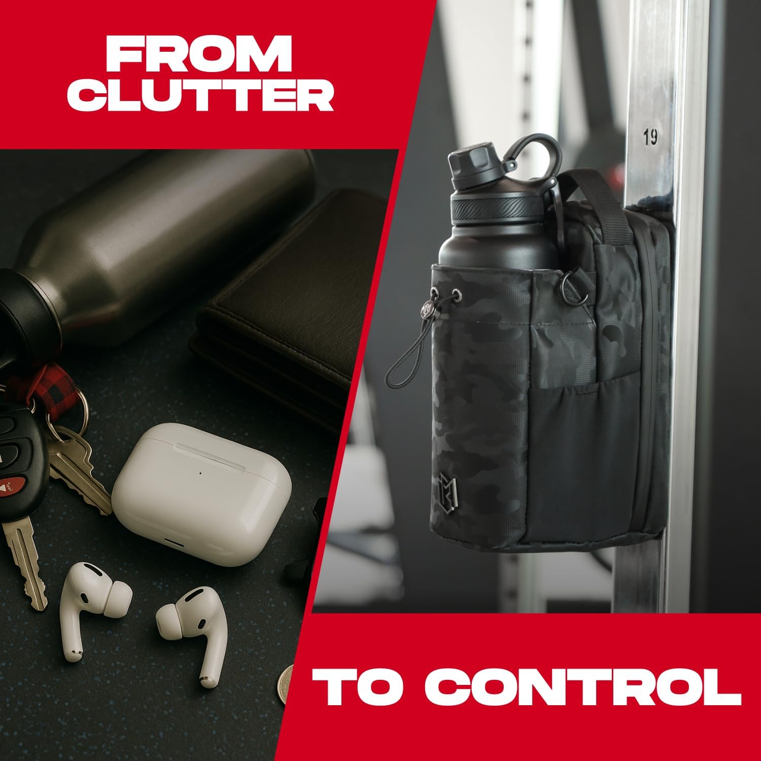 Magnetic Bottle Bag Sling Bag for Men and Women | Gym Bag for Gym, Travel, Work, and Sports | Keep Your Items off the Dirty Gym Floor With Magnetic Attachment (Black Camo) - Image 8