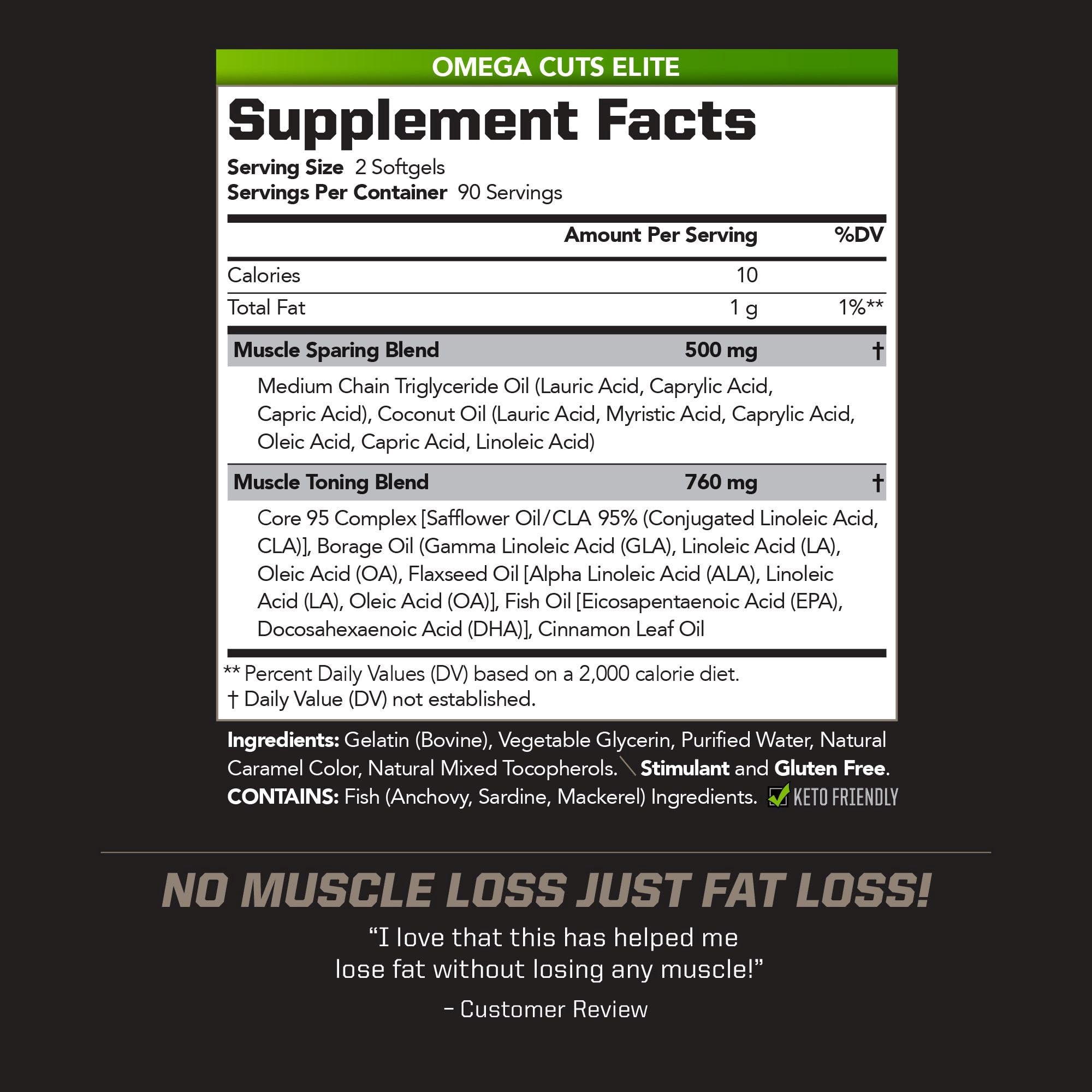 PMD Sports Omega Cuts Elite Fat Loss-Muscle Defining Formula - 180 Softgels — Amazon image 2