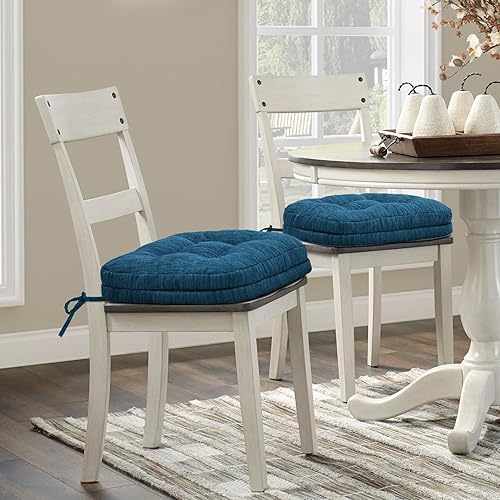 Miniatura 6 de Shinnwa Cojines para sillas de comedor, paquete de 4, cojines de asiento de cocina de espuma viscoelástica copetudos, almohadillas antideslizantes