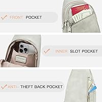 Vista 45 de Telena Bolso bandolera para mujer, bolso cruzado para mujer, cangurera de cuero vegano con correa ajustable