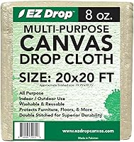 EZ Drop Canvas 20x20 ft Large Painter's Drop Cloth - Heavy-Duty 100% Cotton Fabric, Washable Reusable for Painting & Crafts