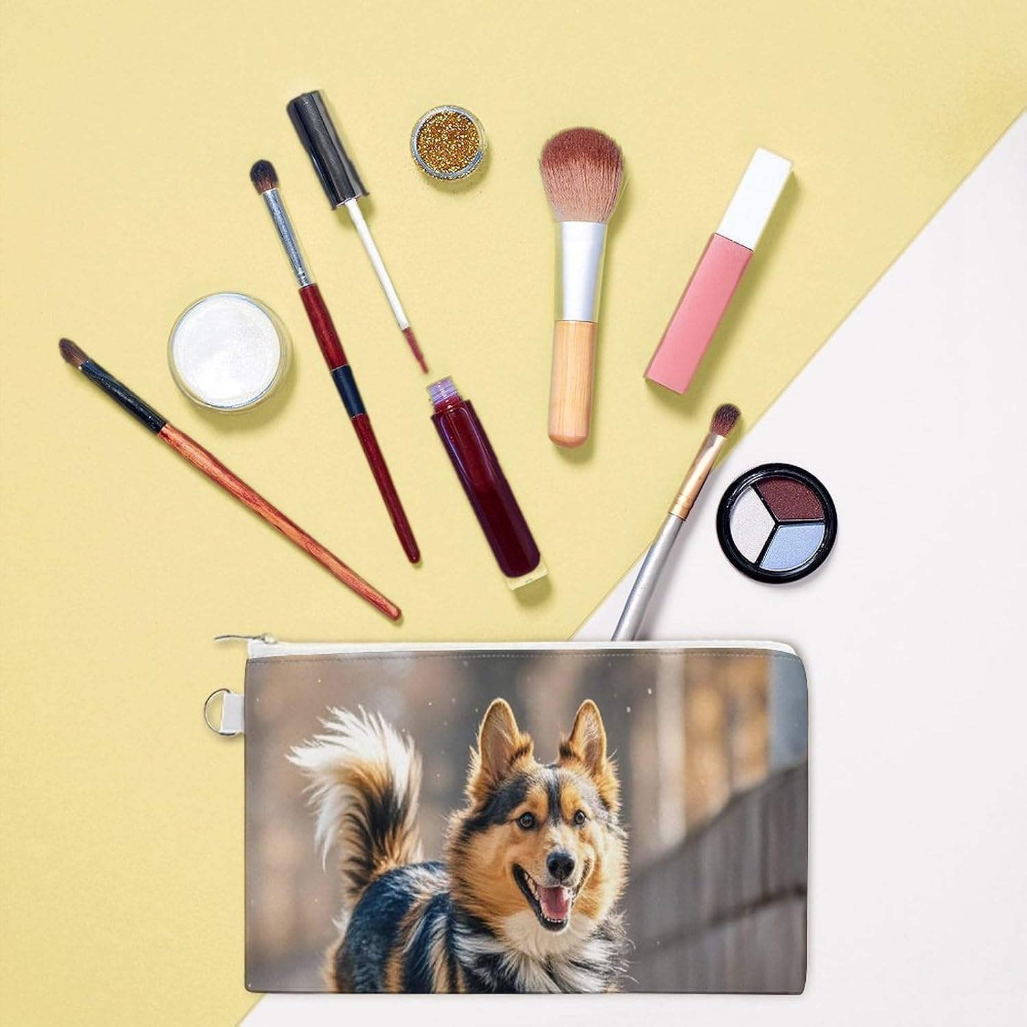 Running Dog Coin Purse Portable Canvas Coin Pouch with Zipper Mini Coin Pocket Pouch Change Holder Slim Cash Change Wallet Lightweight Cute Coin Bag for Men Women