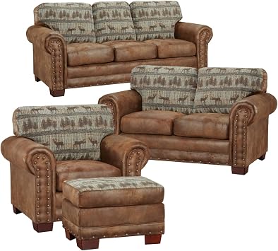 American Furniture Classics 8500-90S Deer Teal Lodge 4-Piece Set with Sleeper