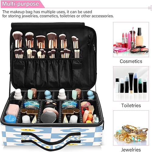 Miniatura 5 de Retro Checker Board Groovy Flower Smiling cosmetic bag purse bags for traveling make up bags makeup travel bag bolsos de maquillaje para viajar men