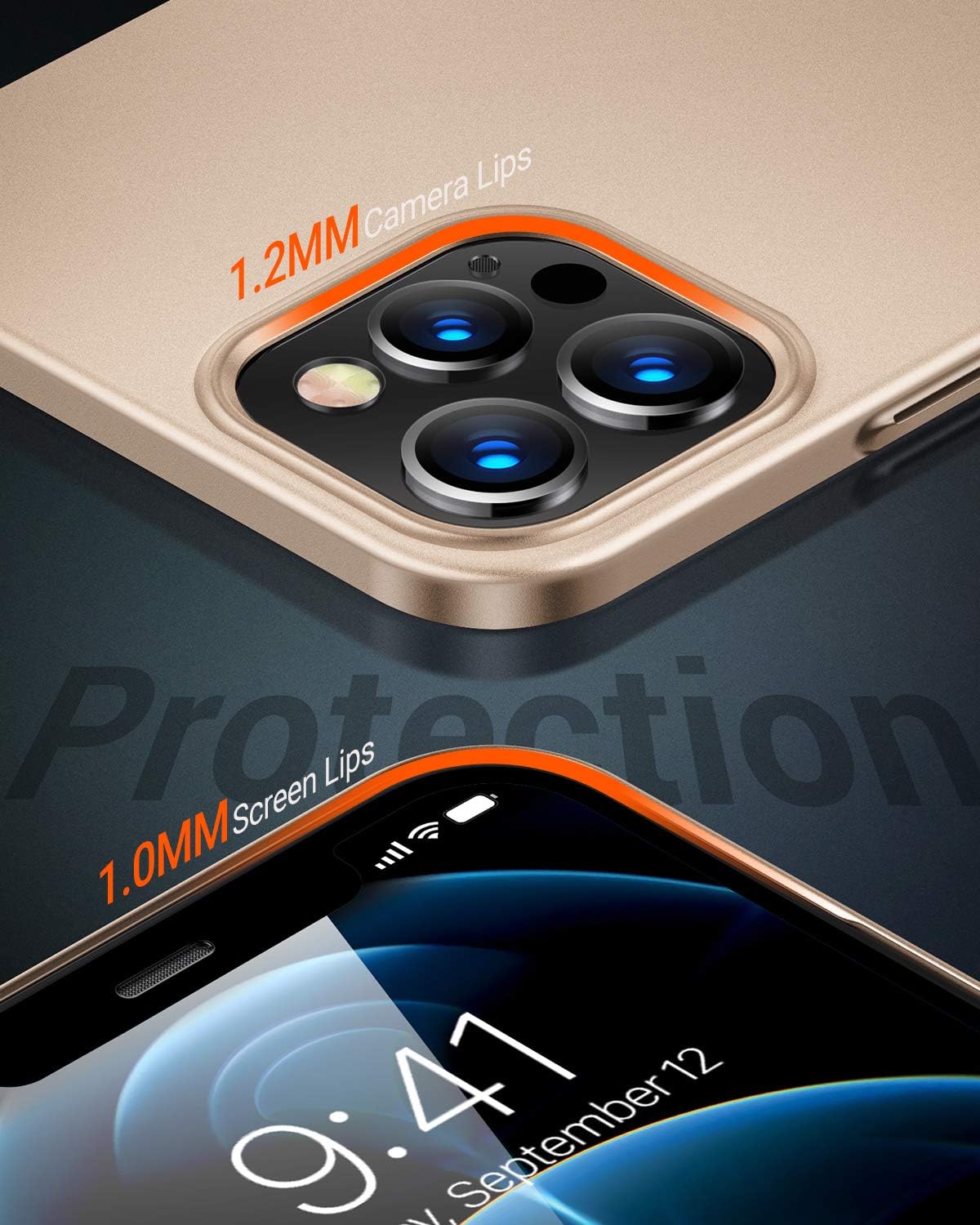 TORRAS Slim Fit Designed for iPhone 12 Pro Max Case 6.7 inch Ultra Thin Sturdy Yet Protective Phone Case 2020 (Gold)