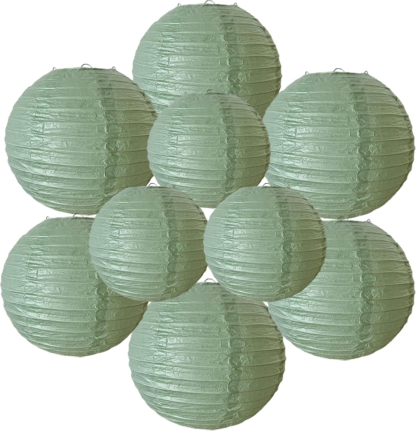 9Pcs Sage Green Paper Lanterns Hanging Round Paper Lanterns Decorative for Graduation Baby Shower Wedding Birthday Bridal Shower Party Decorations Sage Green Party Decor