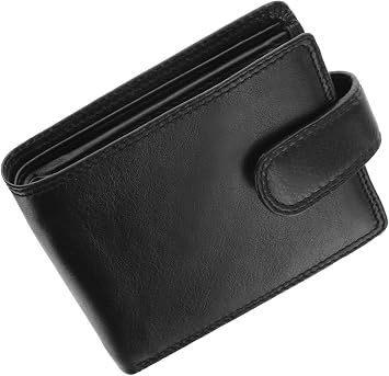 WEDMAY Mens Leather Wallet Genuine Leather, RFID Blocking Bifold Wallet for Men with Coin Pocket, Credit Card Holder & ID Window, Slim Mens Wallet with Gift Box, Black