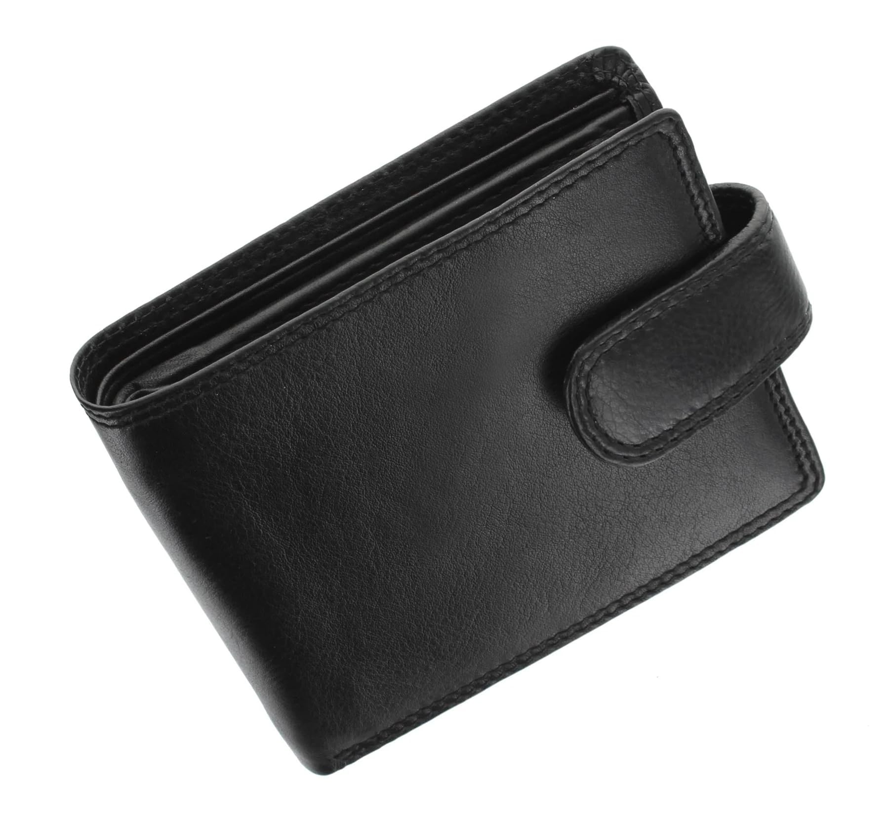 Wedmay Men’s RFID Blocking Genuine Leather Wallet – Slim Design with Multi Card Slots + ID Windows + Zippered Pocket + Coin Pocket Waterproof and Anti-Theft 12x9.5x3CM (Black)