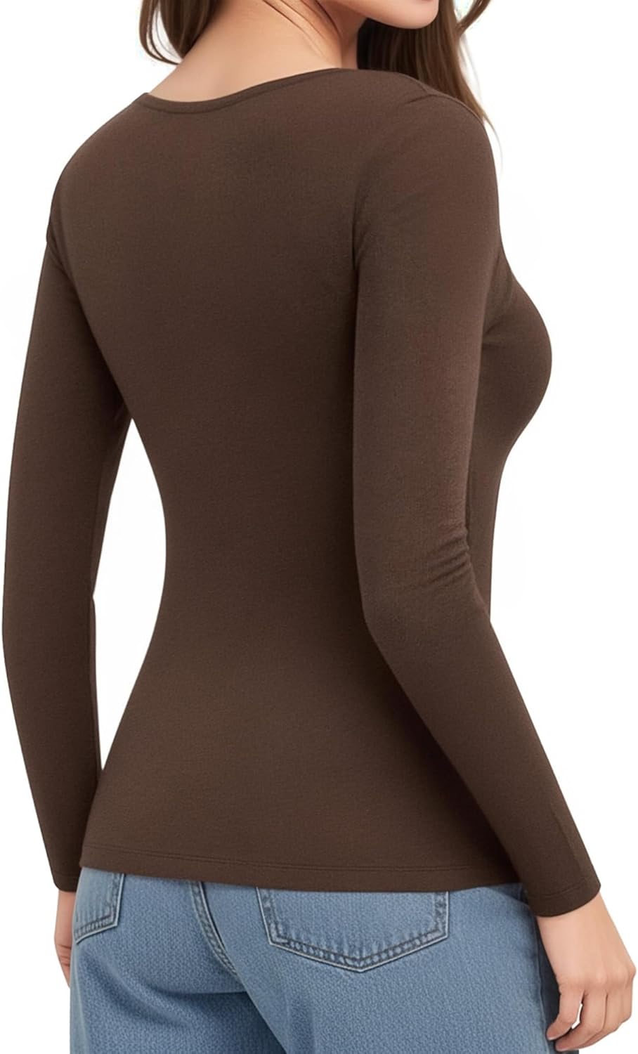 MANGOPOP Long Sleeve Shirts for Women Slim Fitted Scoop Neck Top Fleece Thermal Undershirts Base Layer Going Out Trendy 2025 - Image 3