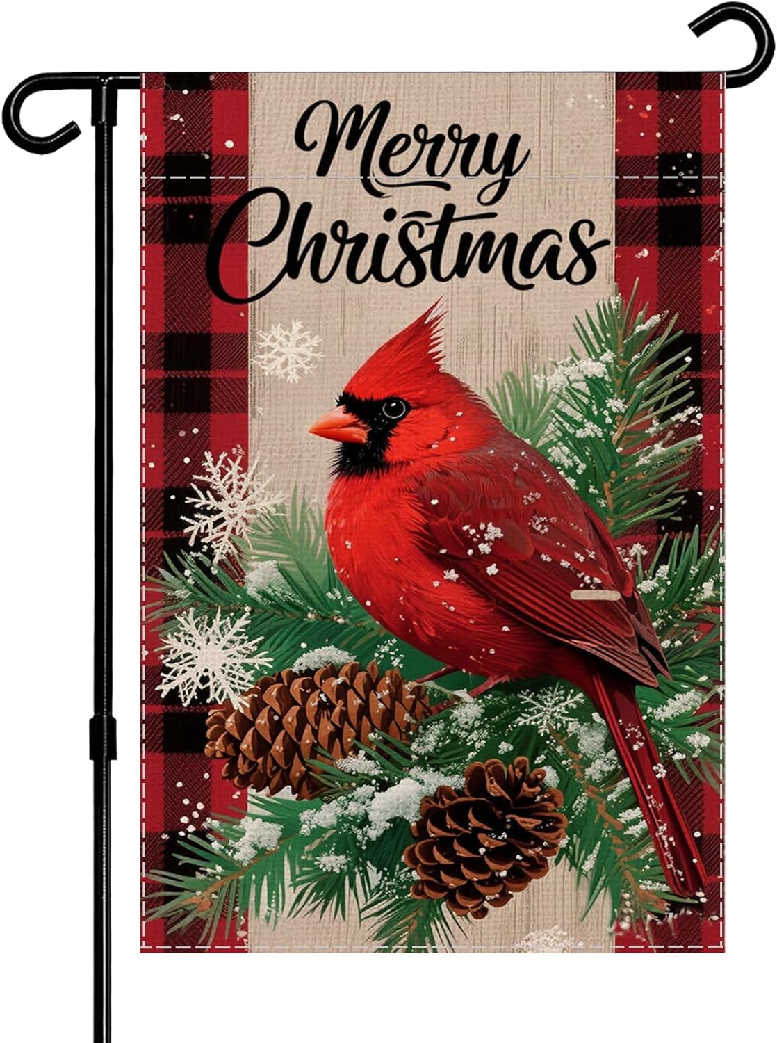 Christmas Cardinal Garden Flag 12x18 Vertical Double Sided Winter Holiday Outside Decorations Burlap Yard Flag, Winter Festive Holiday Yard Outdoor Decorative Flag
