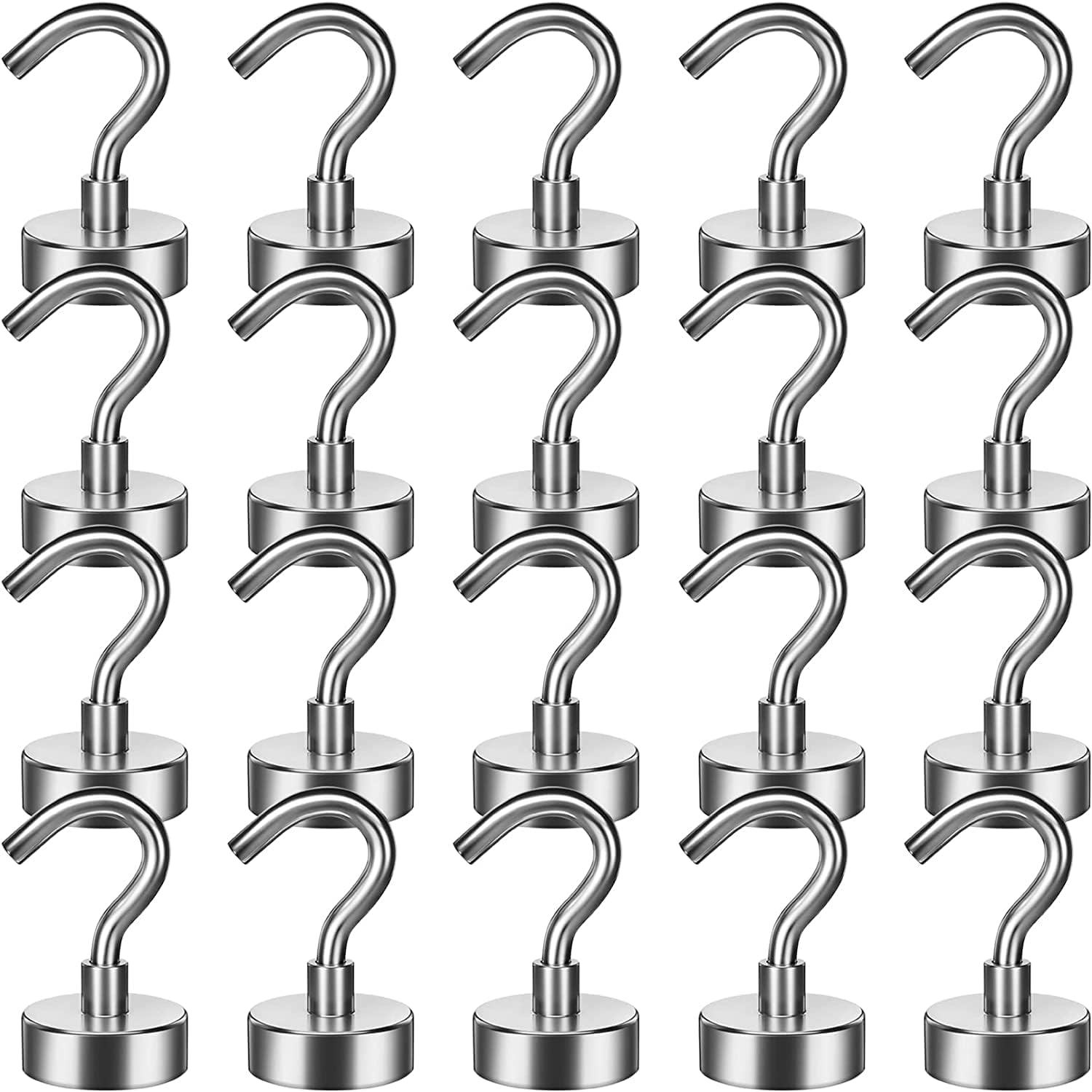 20 Pack Hooks, 22 lb+ Pull Neodymium Hooks Heavy Duty, Strong with Hook