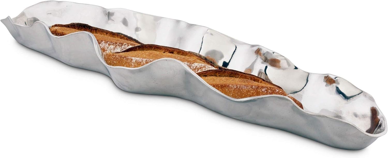 Arthur Court Carmel Collection Signature Aluminum Baguette Bread Tray 24 inch Long x 6 inch Wide