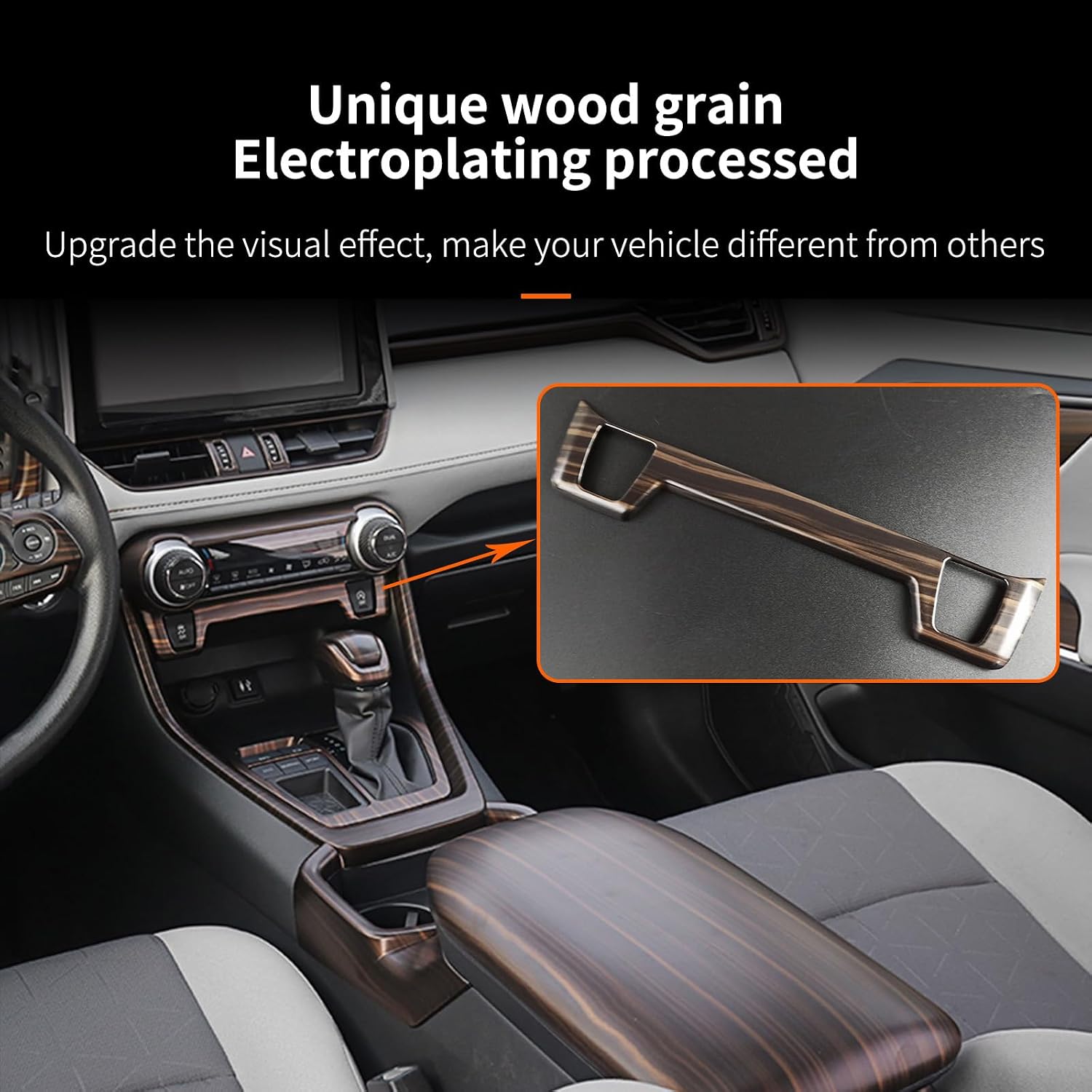 Console Function Button Trim Frame Compatible with Toyota RAV4 2020-2025, Center Console ESP/Off Button Switch Cover Trim, ABS Wood Grain Seat Heated Button Panel for High Configuration