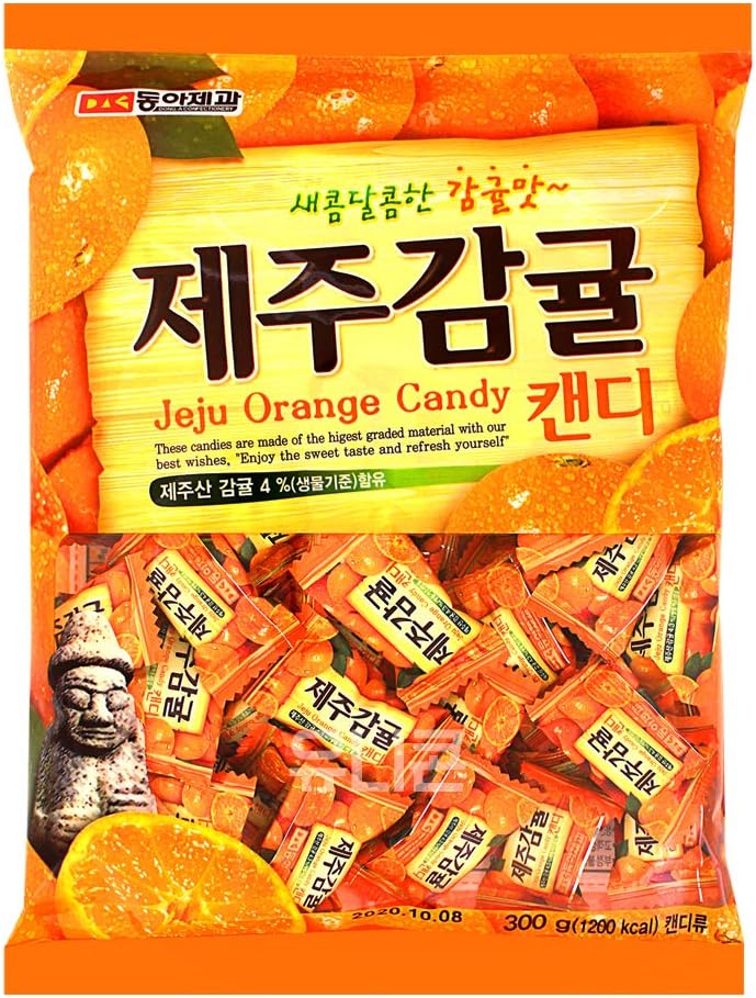 Korean Assorted Popular Fruit Flavored Candy Pieces (Jeju Orange)