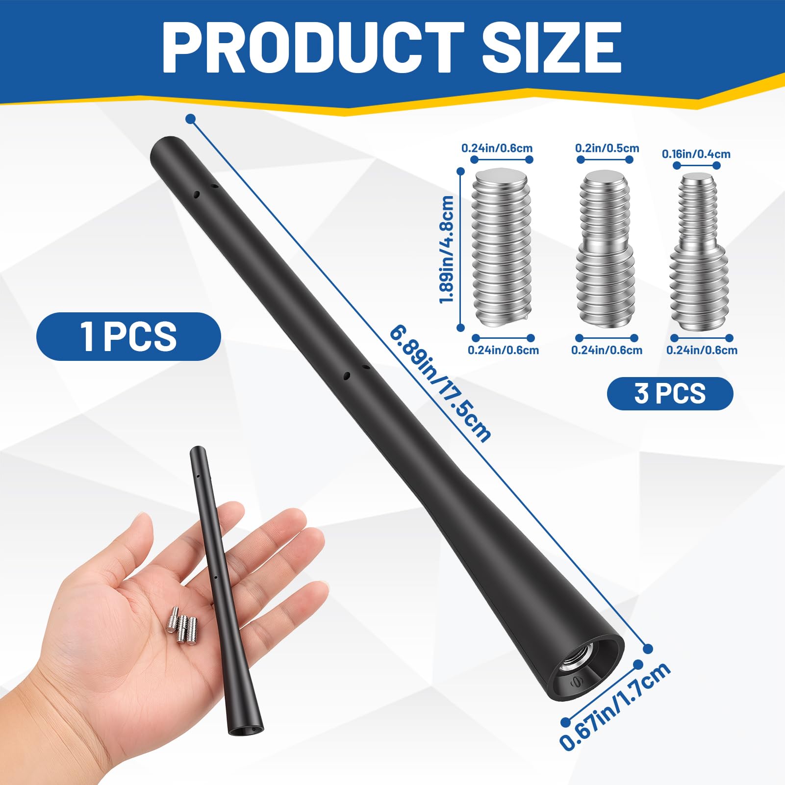 Autoantenne Universal, Dachantenne Auto 17,5 cm Kurzstab DAB FM AM Antenne Ersatzantenne Dach Antennenmast für alle Autos inkl. M4 M5 M6 Adapter Starke Signalempfang Funktion Schraubmontage Auto Radio
