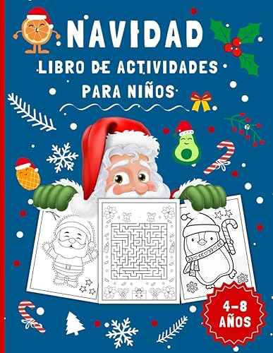 Navidad Libro de Actividades para Niños 4-8 años: Colorear, Recortar, Unir los Puntos, Laberintos y mucho más: Juegos y Pasatiempos Navideños Infantiles para Aprender Divirtiéndose