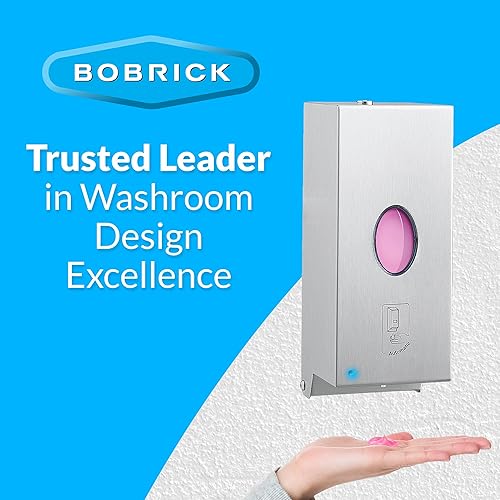 Miniatura 8 de Bobrick B-2012 Dispensador automático de jabón líquido montado en la pared, acero inoxidable, capacidad de 30 onzas líquidas