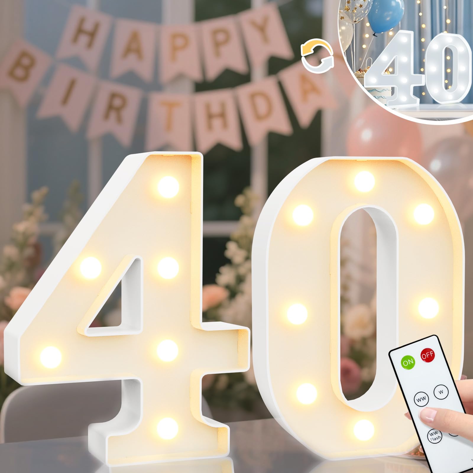 8.8" Decorative LED Light Up Numbers, Marquee Numbers Lights for 7th Birthday Decorations, Lighted Number Sign for Birthday Party Night Lights Wedding Anniversary Home Wall Decor, White Number 7 — view 38