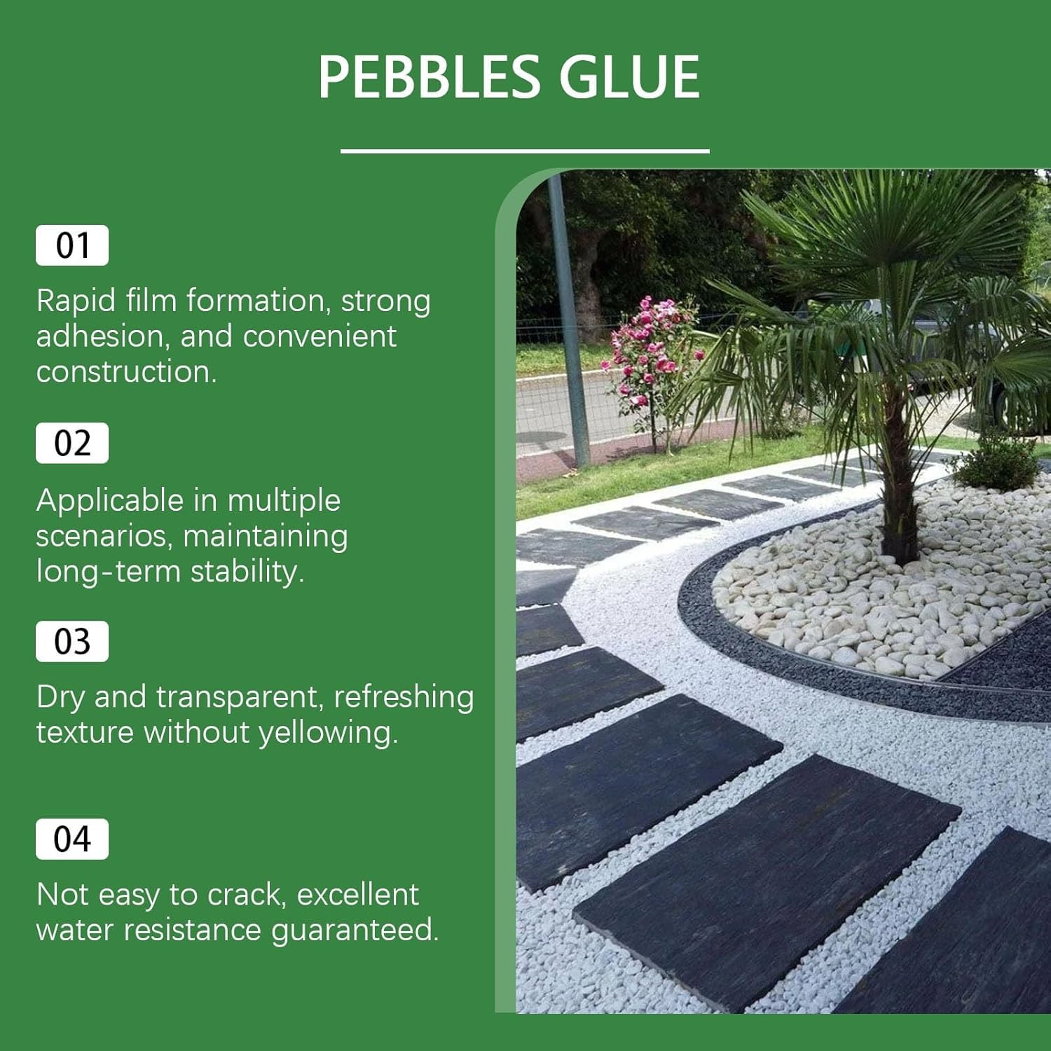 Water-Based Stone & Pebble Binder, Easy Application, Child & Pet Safe, Weather-Resistant, Ideal for Gardens, Paths & Landscaping, Resin Gravel Binder for Pots, Borders & Patios (2 Pcs)