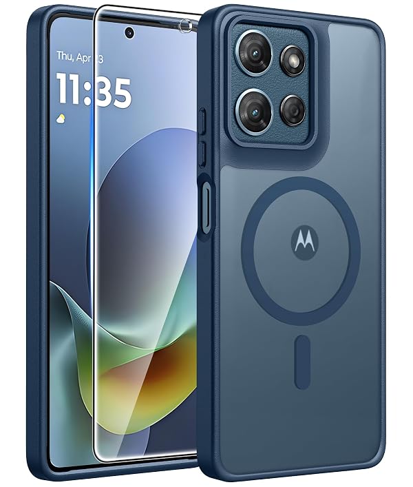 FNTCASE for Moto G 2026/2025 Case: Motorola Moto G Play 5G 2026 Case [Compatible with Magsafe] Translucent Matte Cases with [Screen Protector] Military Grade Shockproof Protective Phone Cover -Blue by FNTCASE - Used condition - US$5.71
