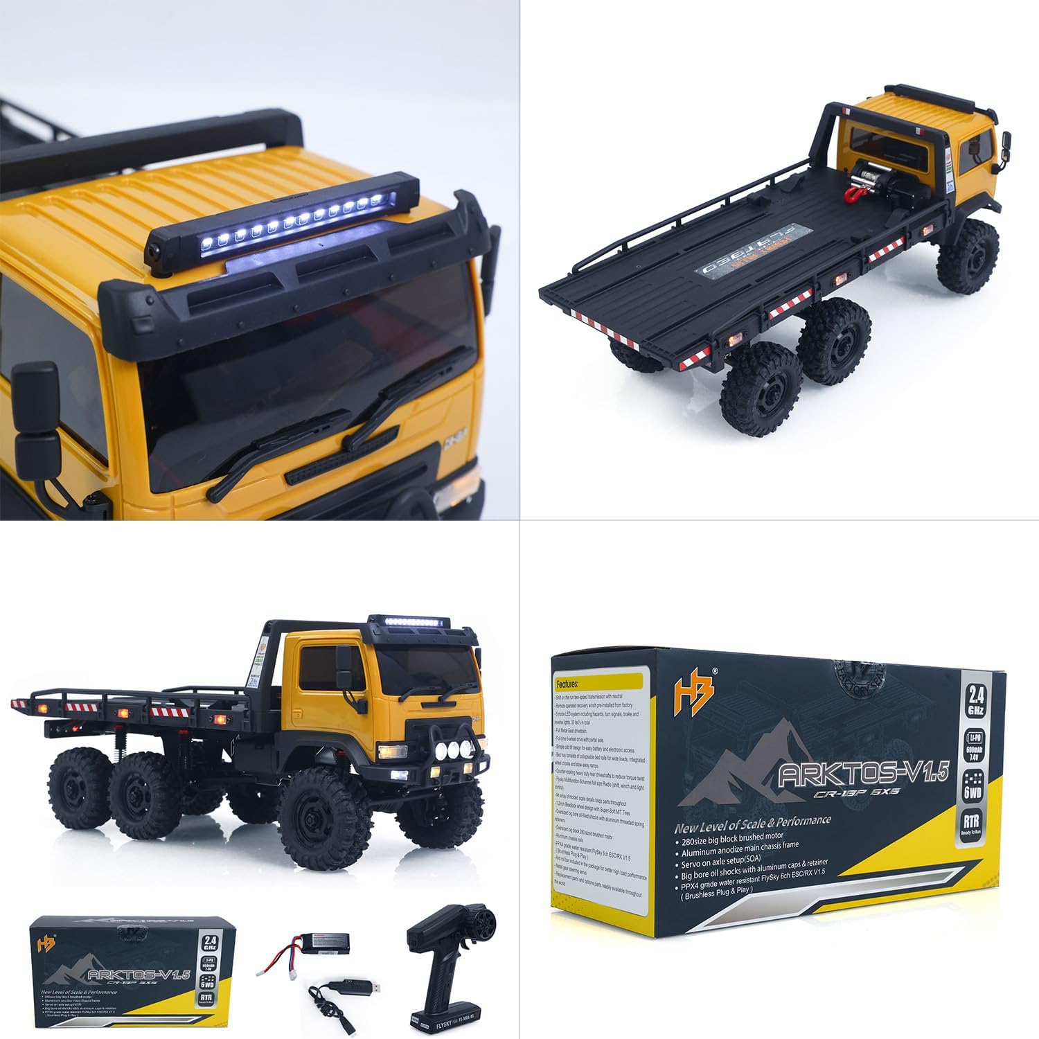 TOUCAN RC HOBBY 1/18 Remote Control Off Road Car 6X6 RC Flatbed Truck 2Speed Gearbox Flysky ESC 280 Brushed Motor 6CH Radio RTR for Adult Hobby