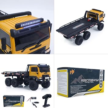 TOUCAN RC HOBBY 1/18 Remote Control Off Road Car 6X6 RC Flatbed Truck 2Speed Gearbox Flysky ESC 280 Brushed Motor 6CH Radio RTR for Adult Hobby