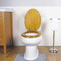 Vista 7 de Angel Shield - Asiento de inodoro de chapa de madera natural con bisagras de metal, fácil de limpiar, antiarañazos, estándar americano