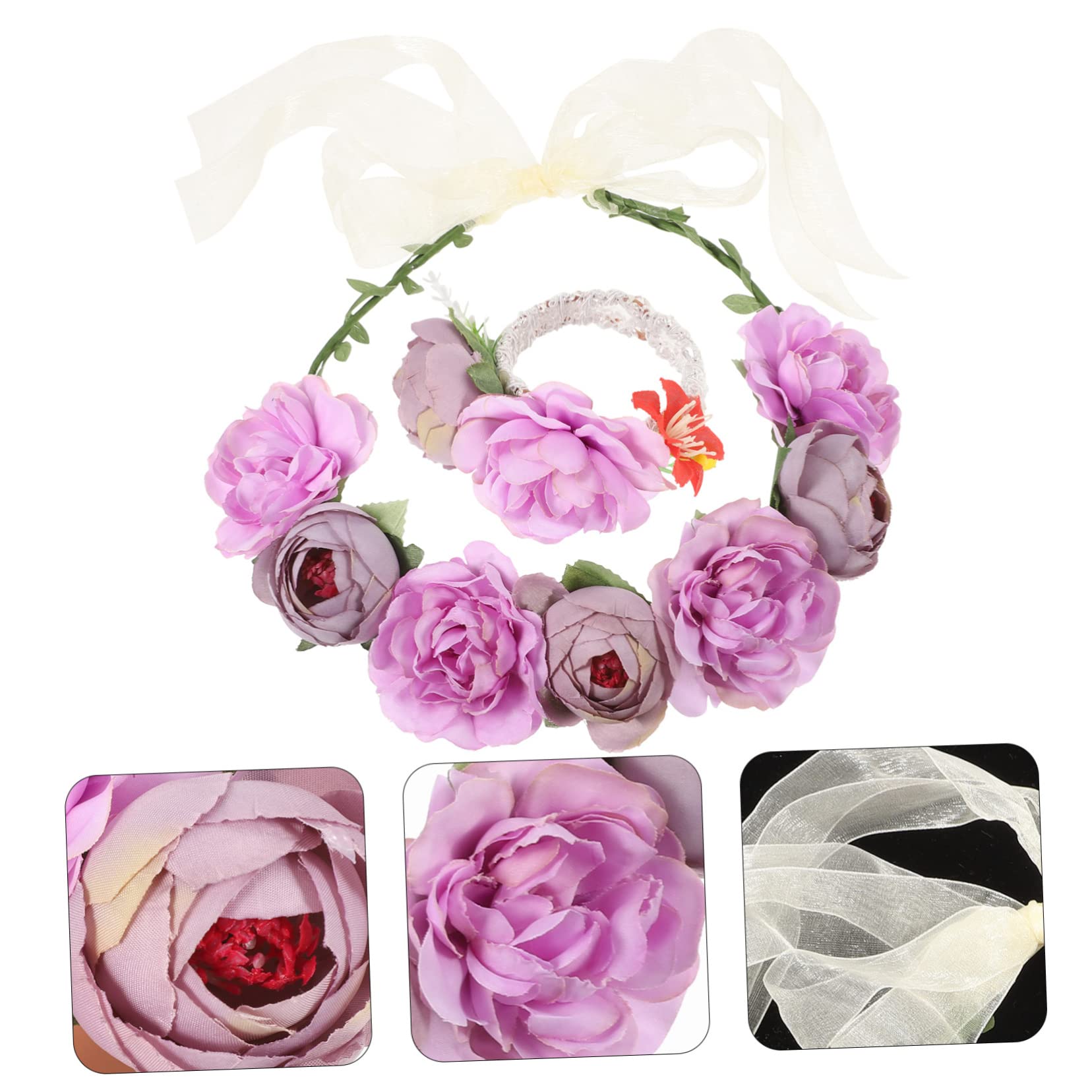 Beavorty 4sätze Blumenkranz Set Für Braut Mit Handgelenk Corsage Hochzeitsaccessoires Für Frauen Für Hochzeiten Fotografie Und Besondere Anlässe Farben