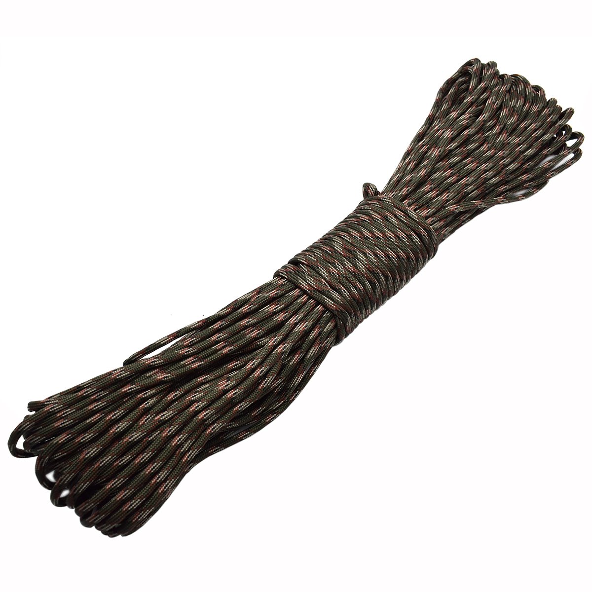 100ft Type III 7 Strand Core Paracord 550 Parachute (4# OD Green Camo)