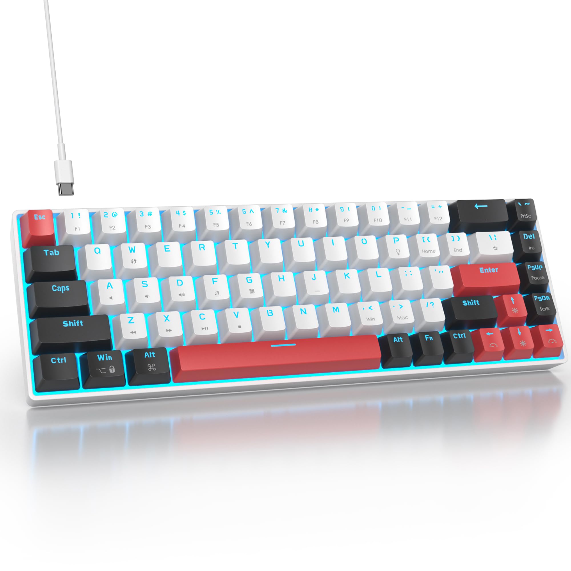 Tastiera Meccanica Gaming TMKB T68SE - 60% Compatta, Switch Red, RGB Per PC E Mac - Foto 4