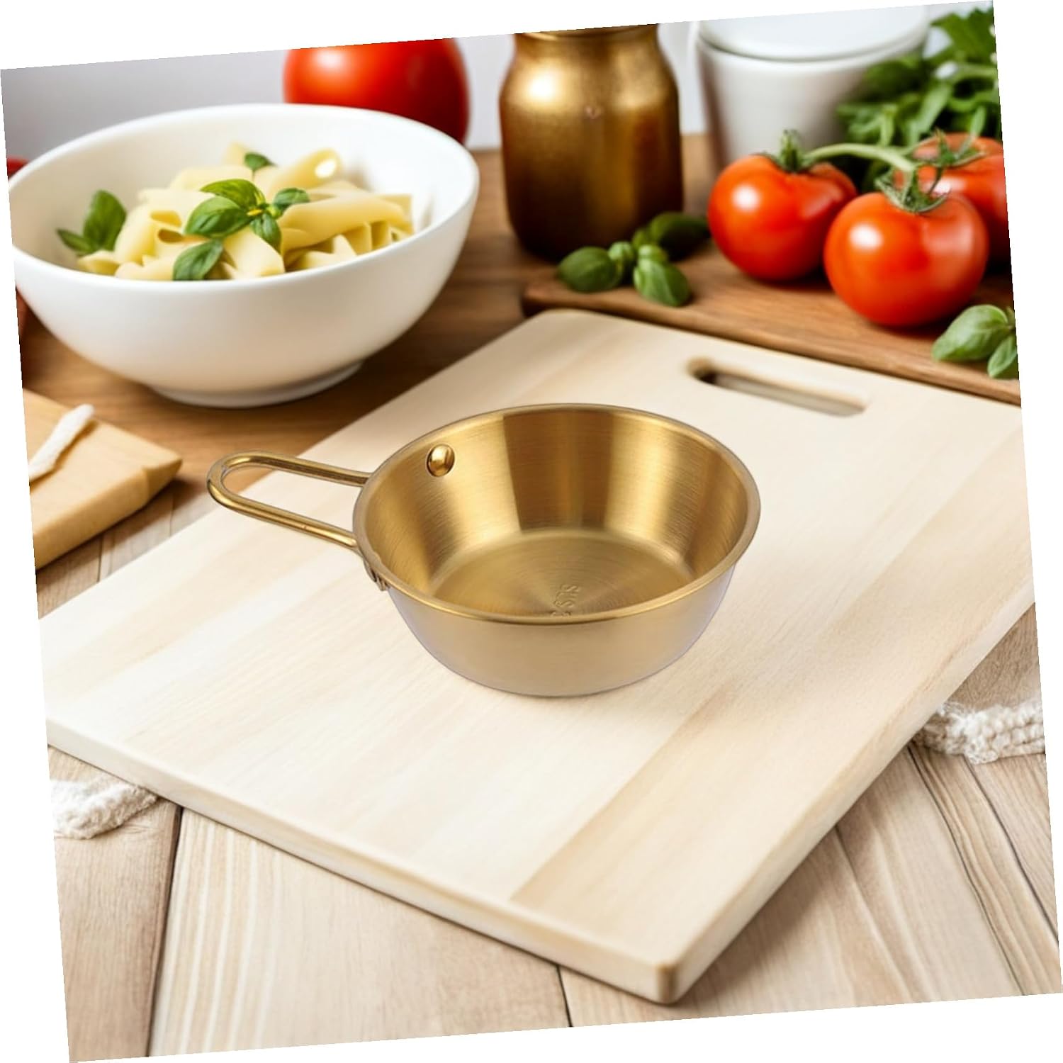 Korean Stainless Steel Bowls with Handle, 3 Piece Golden Serving Set image 4