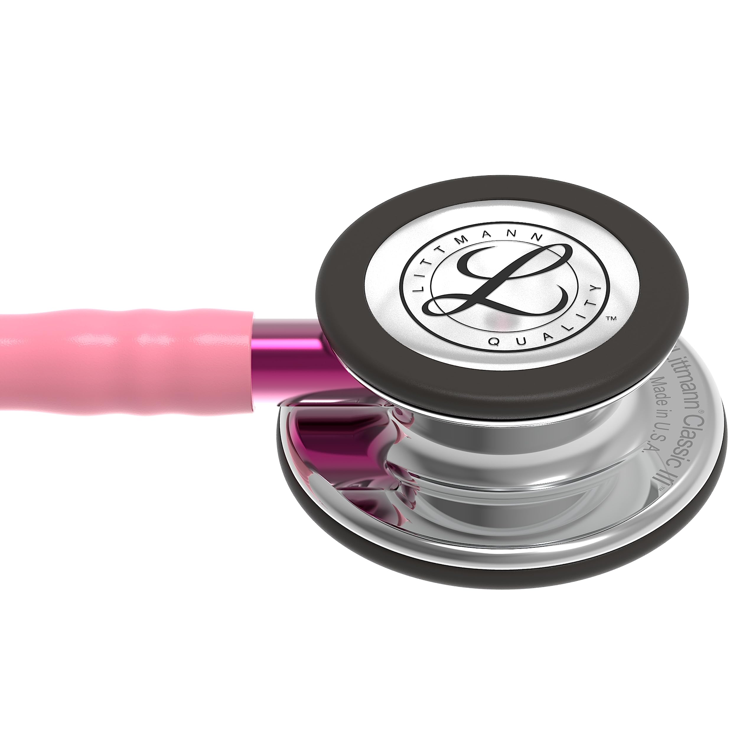 3M Littmann Classic III Estetoscopio con Grabado Gratuito y Linterna Pupilar de Regalo (Rosa Perla/Mirror Edition/Pink Stem)