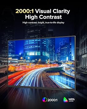 Portable Monitor 4K 1200 Nits, 16 Laptop Monitor, 3840*2400 UHD, 1MS FreeSync, 2000:1 Contrast, USB-C & MINI HDMI, VESA & Smart Case, Travel Second Screen for Computer, Mini PC, Game Consoles