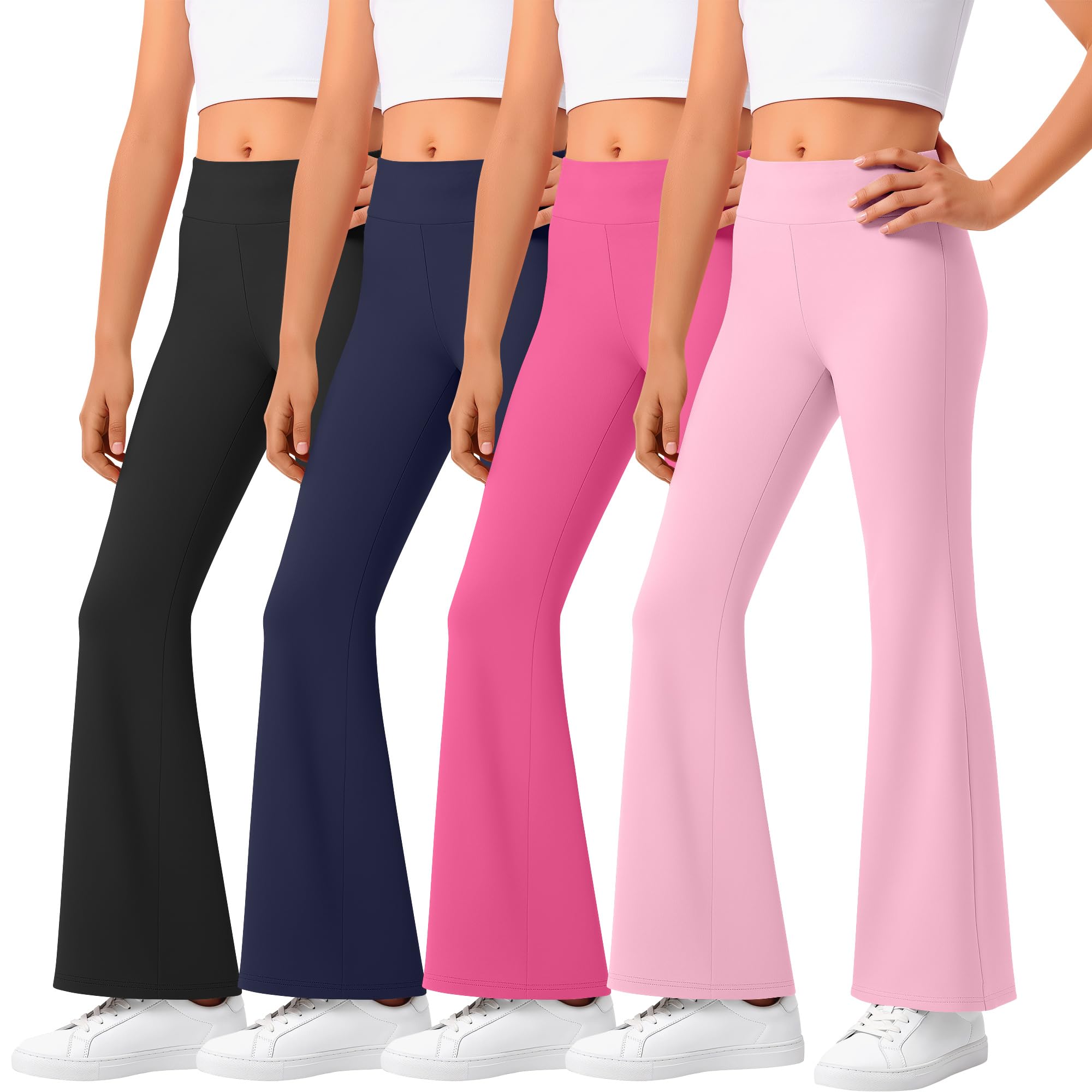 4 Pack Girls Flare Leggings Bootcut Yoga Pants