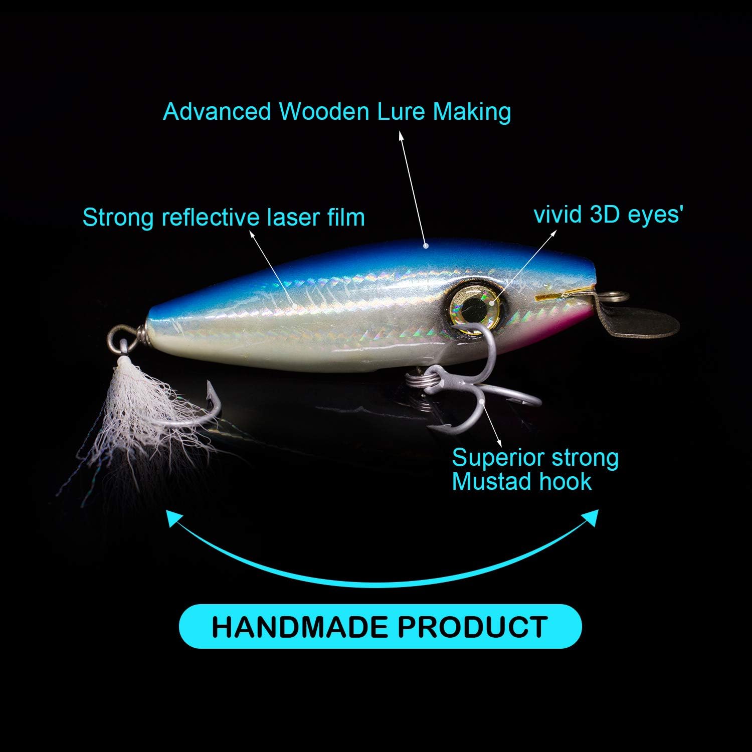 YZD Saltwater Trolling Fishing lure Minnow Hard Bait 4.5'' 6'' Big Game Floating Topwater Crankbait Lure for Kingfish Tuna Mackerel Marlin GT Ulua Bait (Brown - Image 4